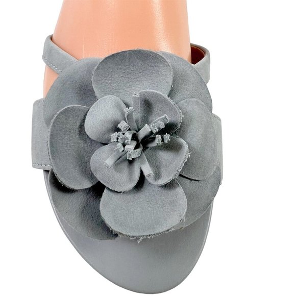 Clarks Artisan Sandals Parram Stella Blue Gray Nubuck Shoes Size 6.5 M Rosette - Picture 6 of 10